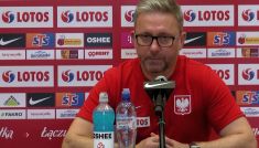 Jerzy Brzęczek na konferencji prasowej przed meczami Ligi Narodów (fot. TVP)