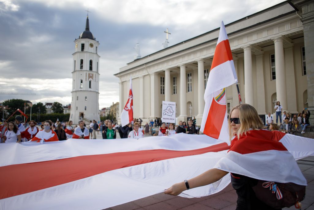 Мітынг прысвечаны другой гадавіне выбараў у Беларусі. Вільня, Літва. 9 жніўня 2022 года. (Фота: Белсат)