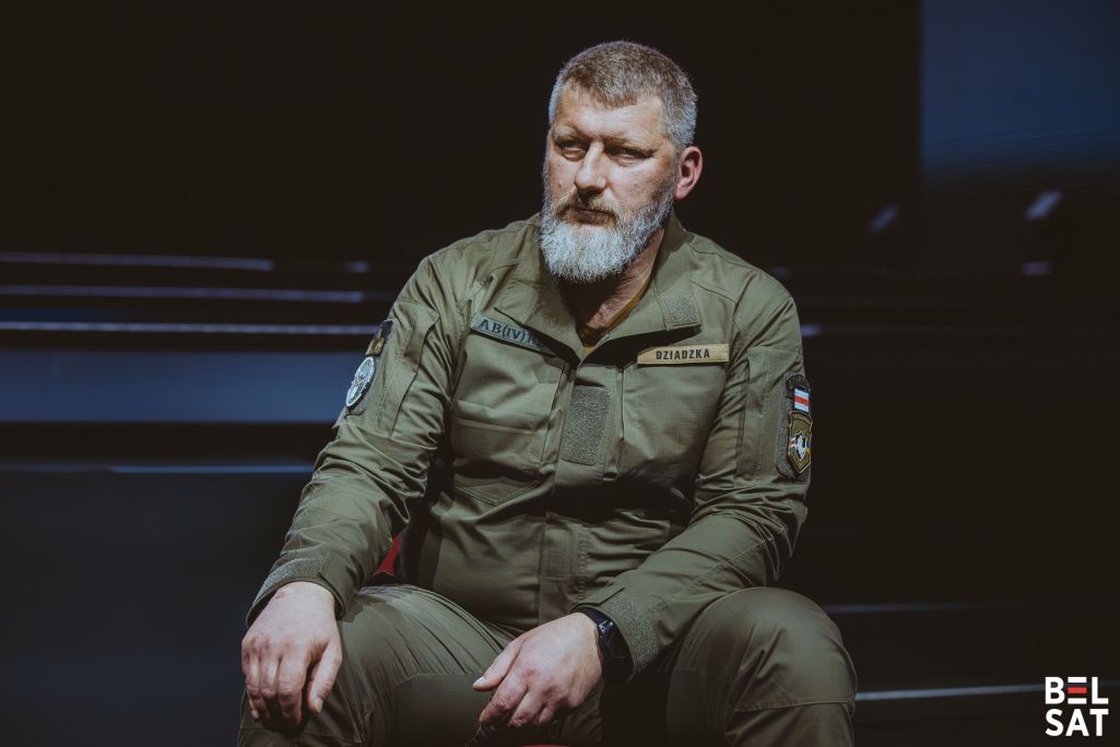 Камандзір палка Каліноўскага Павел «Дзядзька» Шурмей падчас сустрэчы ў Варшаве, Польшча. 1 снежня 2024 года. Фота: Белсат