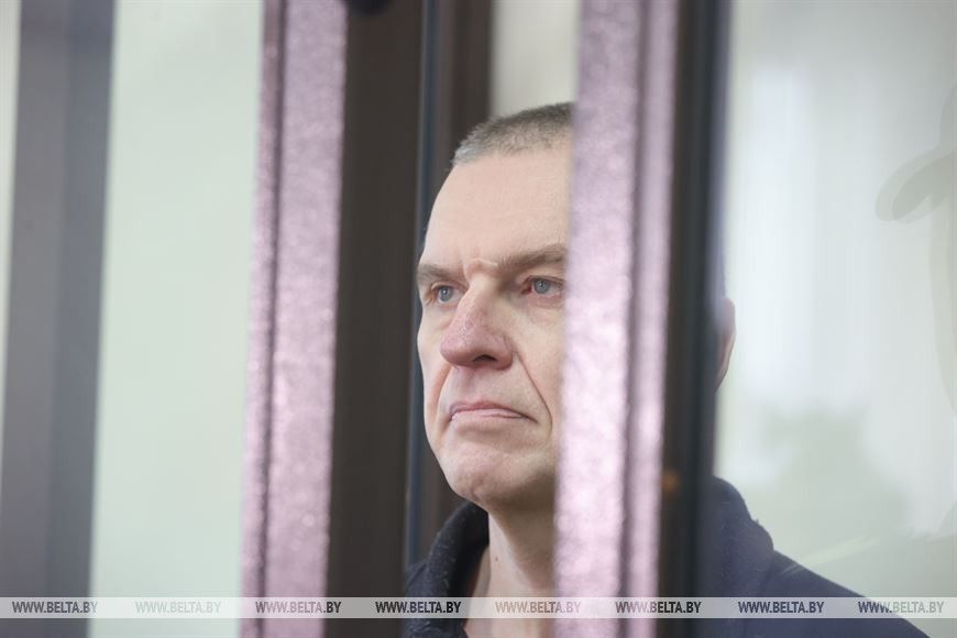 Анджэй Пачобут на судзе ў Горадні, Беларусь. 16 студзеня 2022 года. (Фота: belta.by)