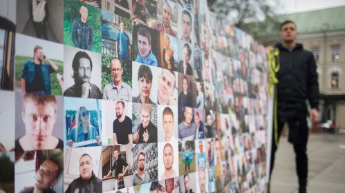 Акцыя Ланцуг салідарнасці з ахвярамі новага вітка рэпрэсій у Беларусі. Вільня, Літва. 28 студзеня 2024 года. Фота: Белсат