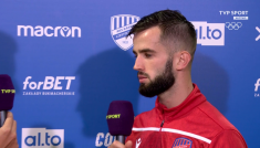 Raków – Rubin, Liga Konferencji Europy. Mateusz Wdowiak (fot. TVP)