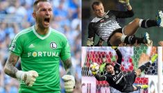 Arkadiusz Malarz (z lewej), Marian Kelemen (góra) i Pavels Steinbors (dół) - najlepsi bramkarze Ekstraklasy