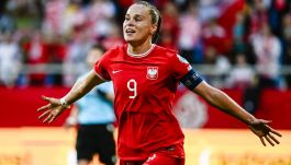 Ewa Pajor i jej radość po golu (fot. PAP)