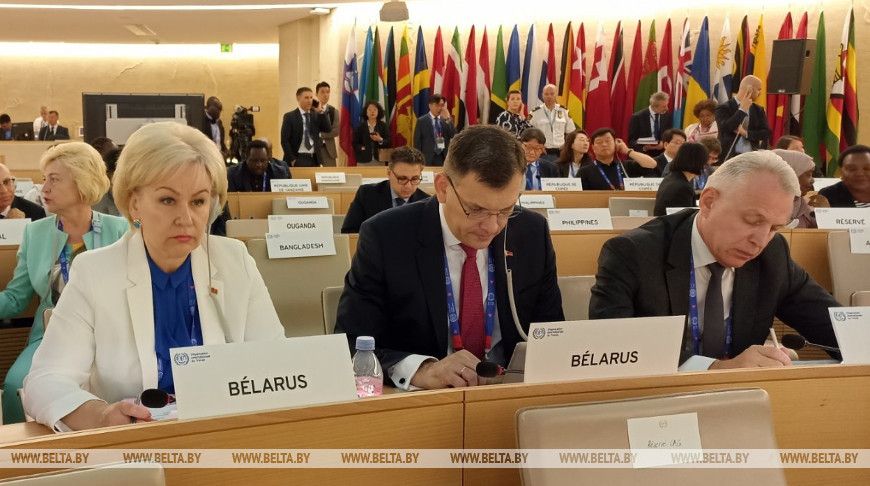 Прадстаўнікі Беларусі на 111-й канферэнцыі Міжнароднай арганізацыі працы. Жэнева, 12 чэрвеня 2023 года. (Фота: БЕЛТА)