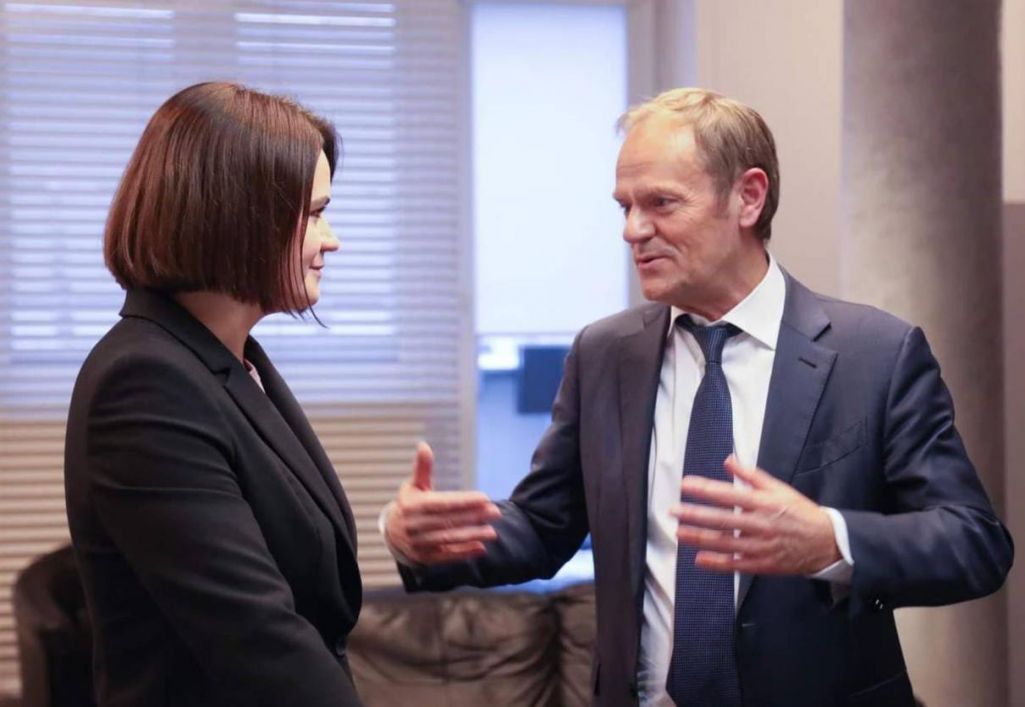 Святлана Ціханоўская і Дональд Туск. (Фота: Светлана Тихановская / Telegram)