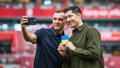 Andrij Szewczenko i Robert Lewandowski (fot. Getty)