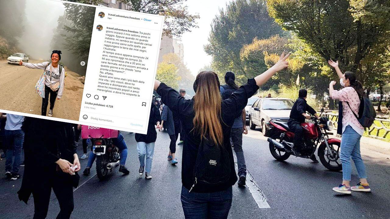 Protesty w Iranie (fot. arch.PAP/ EPA/STR, Instagram/travel.adventure.freedom))
