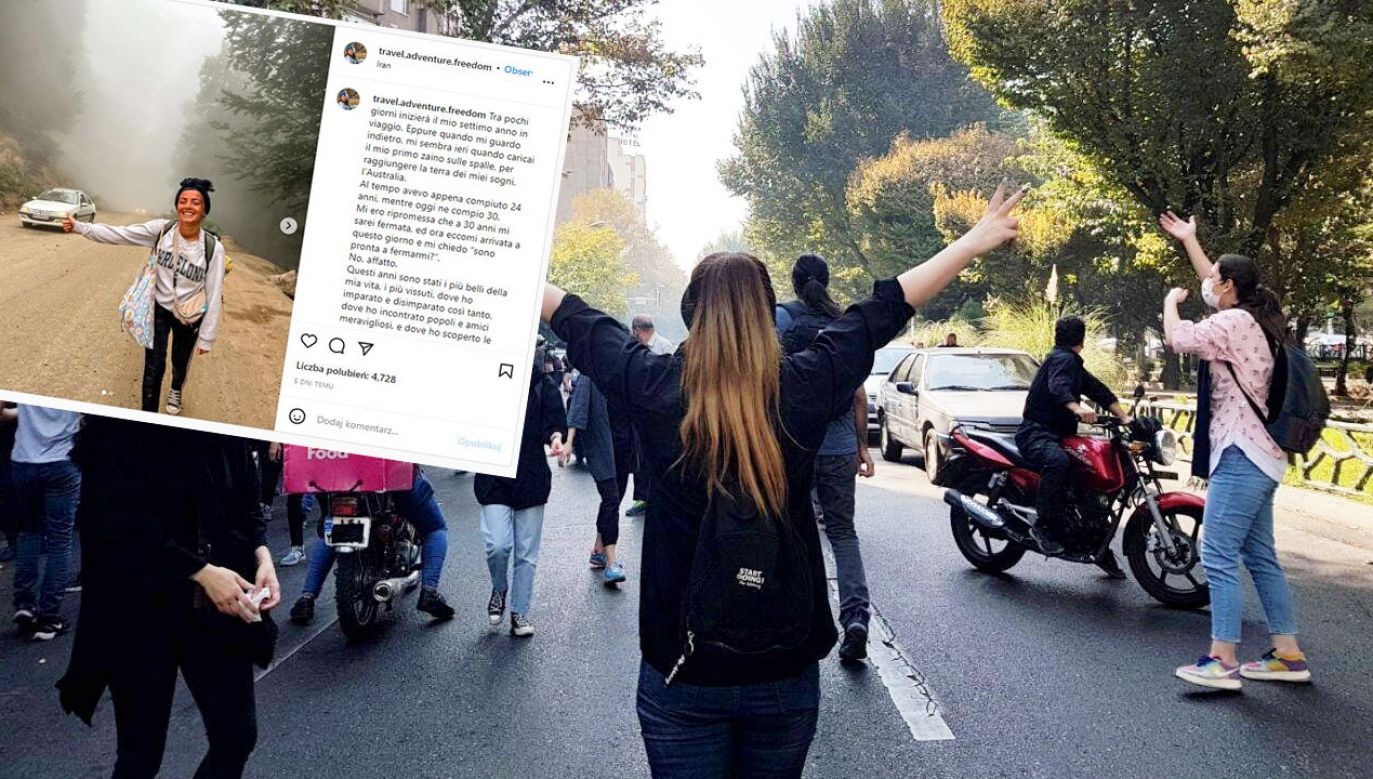 Protesty w Iranie (fot. arch.PAP/ EPA/STR, Instagram/travel.adventure.freedom))