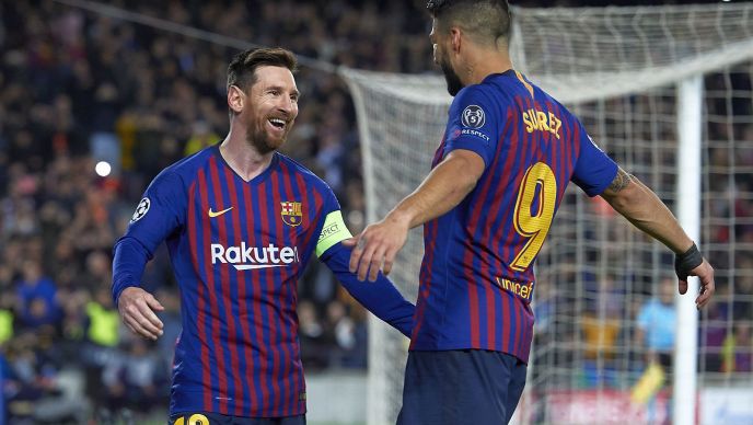 Liga Mistrzow Fc Barcelona Olympique Lyon Leo Messi Luis Suarez