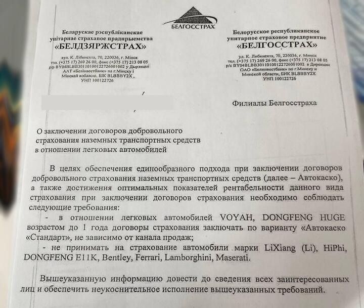 Дакумент «Белгосстрах» Крыніца: blizko.by