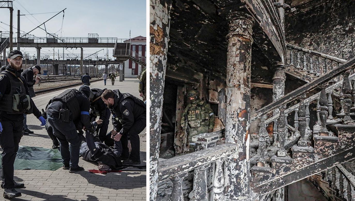 Wiosną zeszłego roku Rosjanie zbombardowali dworzec w Kramatorsku i teatr w Mariupolu (fot.  Andrea Carrubba/Anadolu Agency via Getty Images; PAP/EPA)
