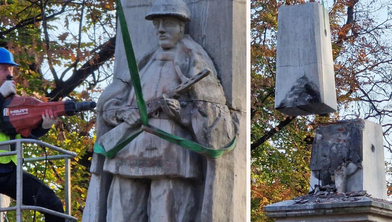 Zburzenie pomników dedykowanych Armii Czerwonej (fot. TT/@ipngovpl)