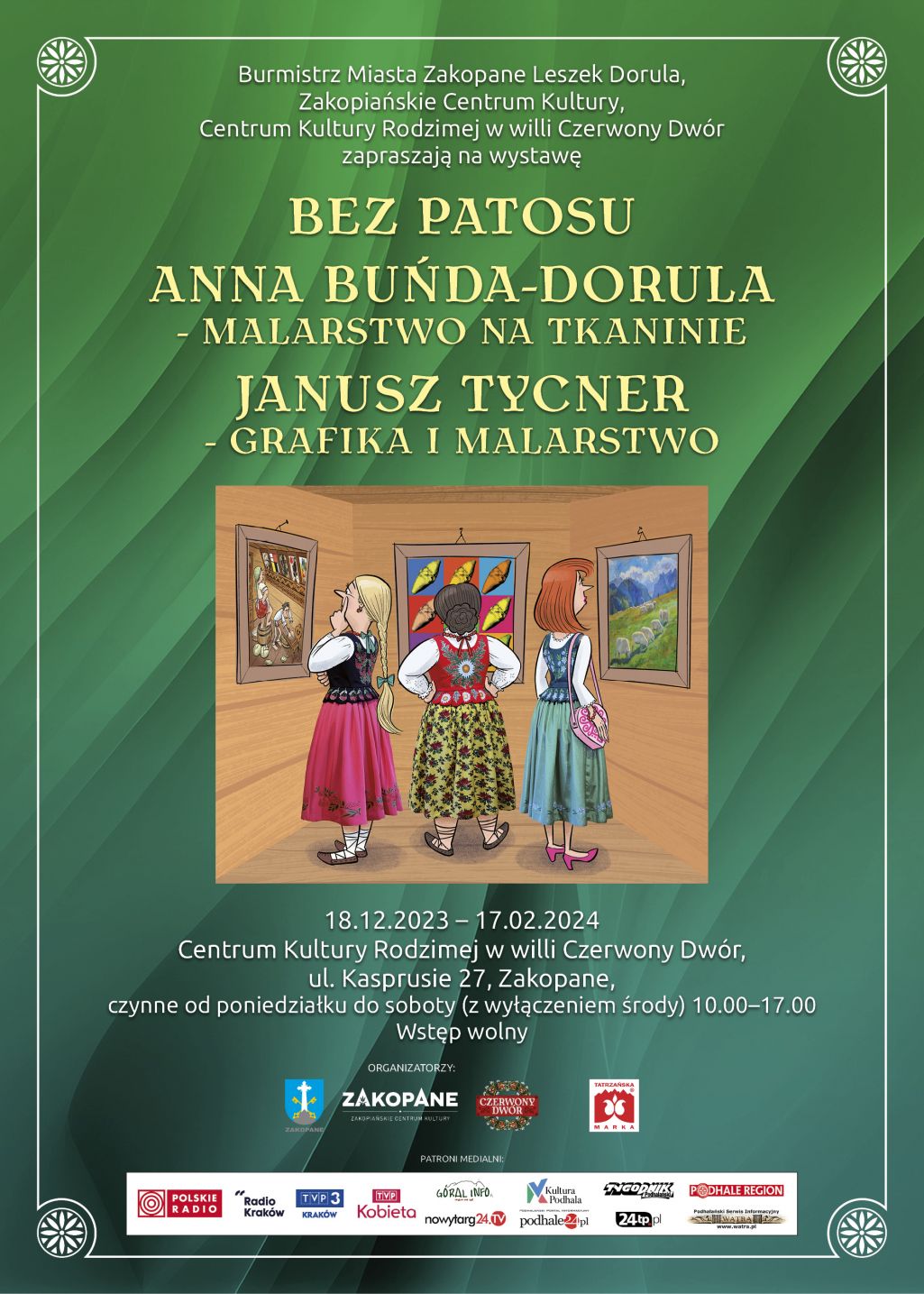 Plakat wernisażu wystawy Anny Buńdy - Doruli i Janusza Tycnera w Czerwonym Dworze