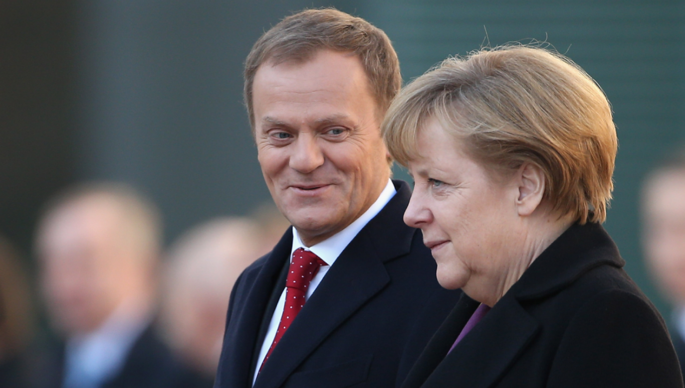 Donald Tusk i Angela Merkel (fot.  Sean Gallup/Getty Images)