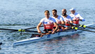 Męska czwórka podwójna na wioślarskich ME w Poznaniu (fot. PAP)