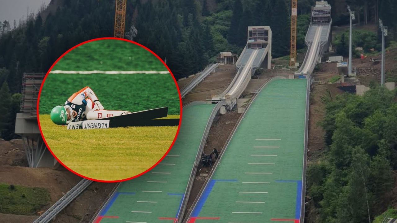 Skocznie narciarskie w Predazzo są niebezpieczne? Polacy odwołali obóz, poprawki przed igrzyskami (fot. Skisprungschanzen, Instagram)