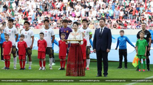 Цырымонія адкрыцця Нацыянальнага футбольнага стадыёну Беларусі 7 чэрвеня 2025 г. Менск. Фота: president.gov.by